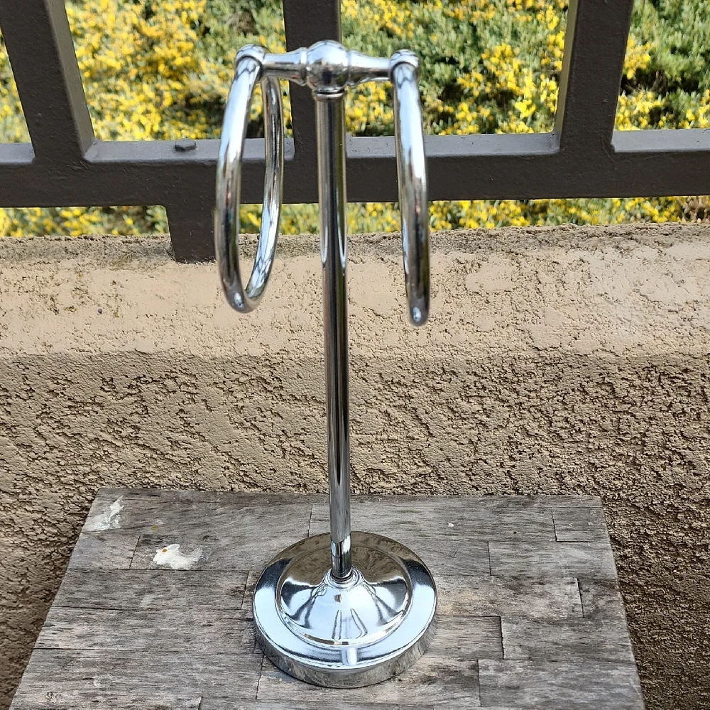 Hand Towel Rack Silver Metal - Picture 1 of 4